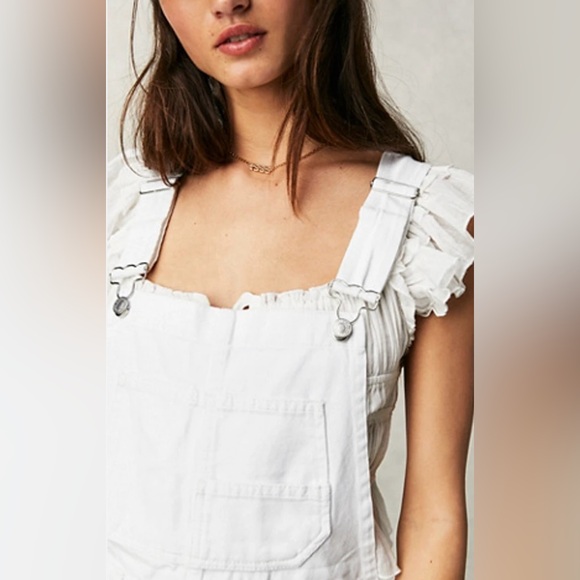 Free People Ziggy Shortalls Optic White Size M We The Free - Picture 4 of 16